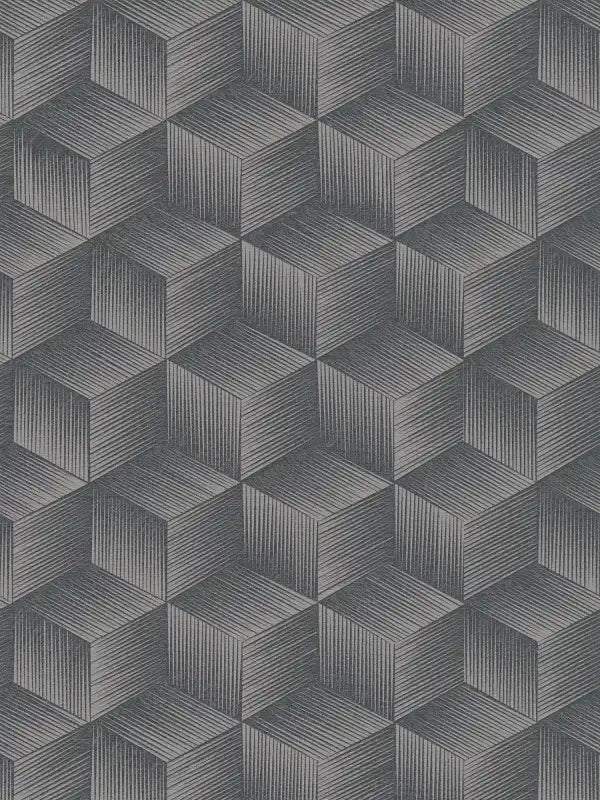 Sample - Modern Cubes - Geometric Wallpaper - Granite