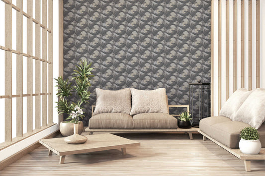 Tokyo Fish Bowl Wallpaper - Beige/Grey/Black - Discontinuing