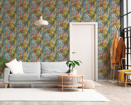 Fronda Tropical Leaf Vinyl Wallpaper – Multi