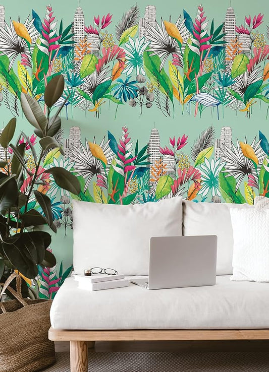 Urban Tropic Wallpaper - Azure