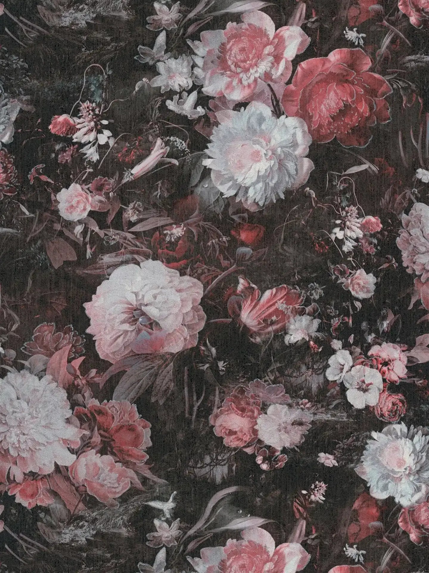 Sample - Melody Floral Wallpaper - Grey/Pink