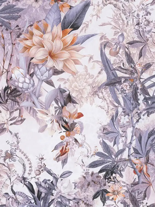 Sample – Calm Tropics – Floral Wallpaper – Grey
