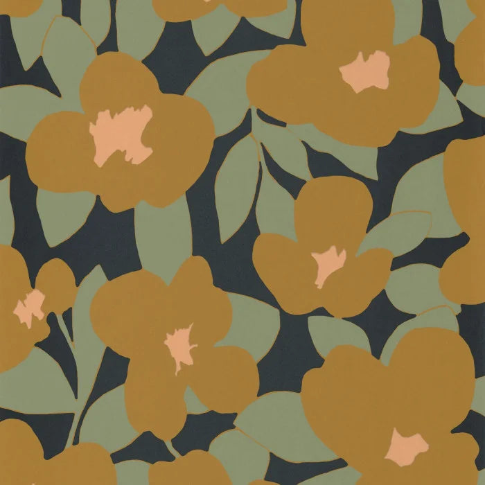 Sample - August Flower Power Wallpaper - Brown