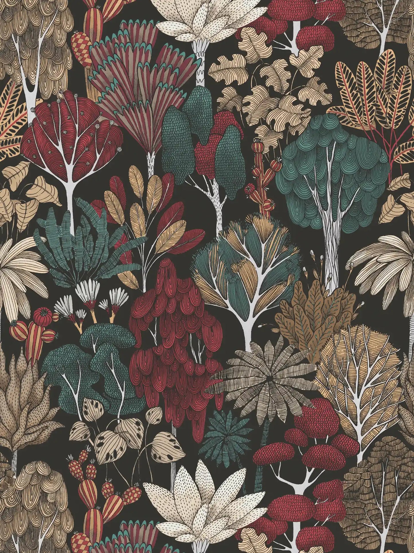 Sample - Exotic Oasis Wallpaper - White/Red/Green