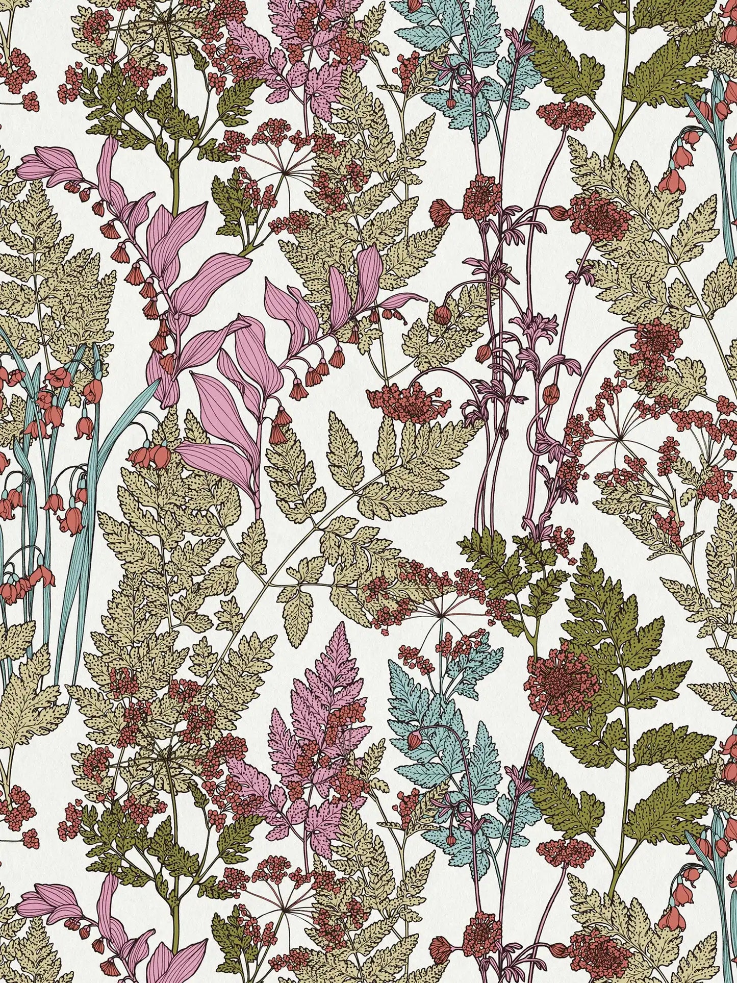 Sample - Floral Wallpaper - Cream/Green