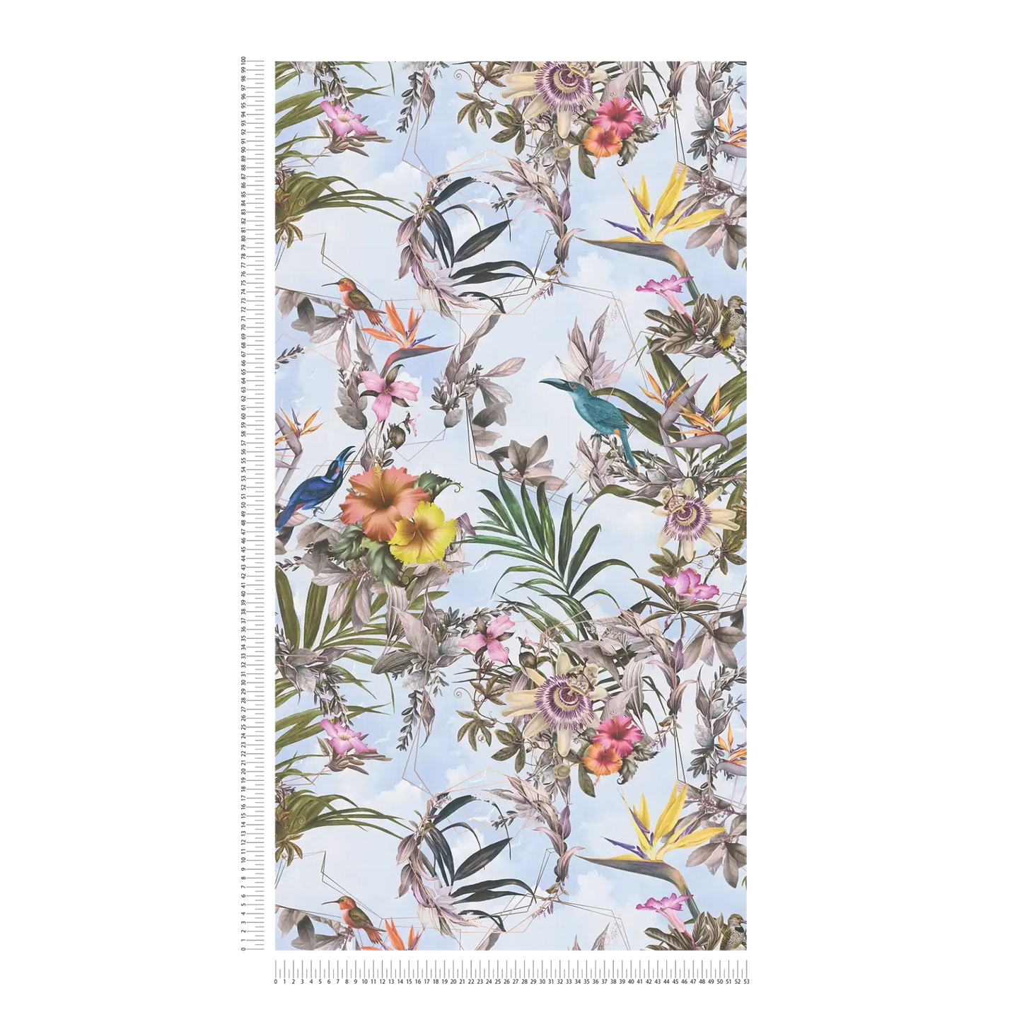 Hibiscus Haven – Crane & Bloom Wallpaper – Cool Aqua