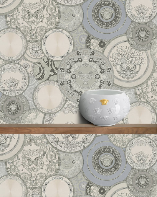 Plates Of Versace Wallpaper (Versace 3 Collection) - Grey