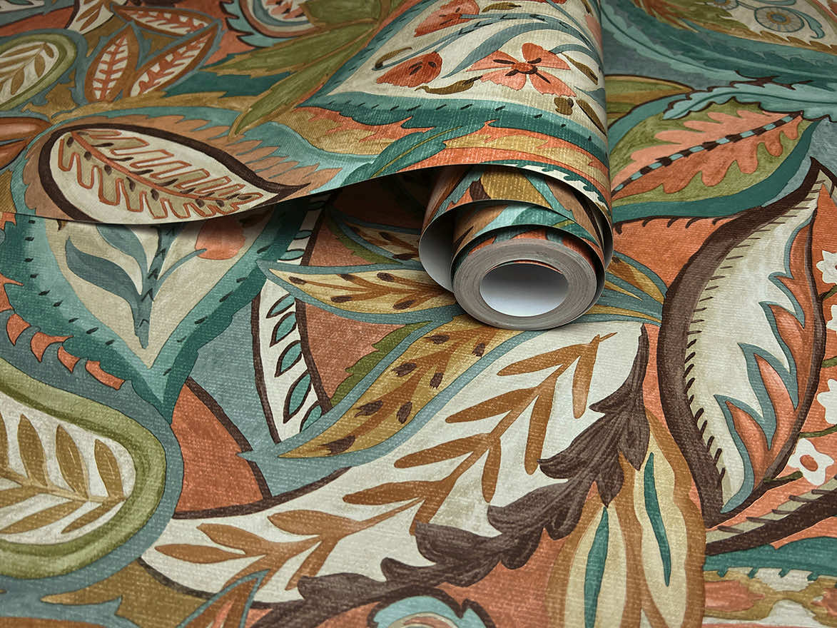 Amaira - Modern Paisley Wallpaper - Orange - Discontinuing