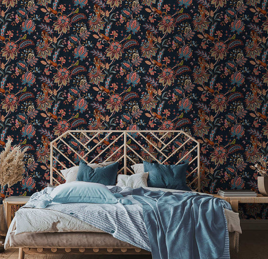 Zari Wallpaper Navy - Last 3 Rolls