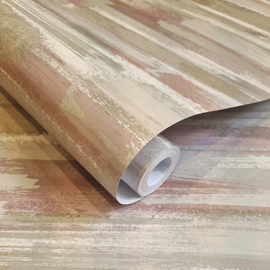 Sasso - Brush Marks Wallpaper - Beige/Coral