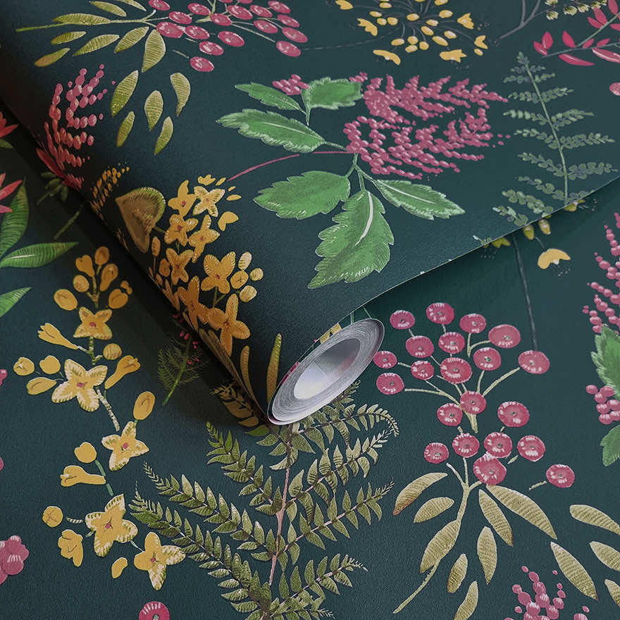 Calvert Meadows Wallpaper - Teal/Pink