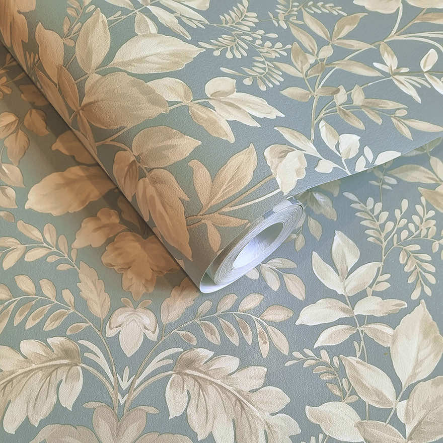 Tavira - Leafy Wonderland Wallpaper - Blue