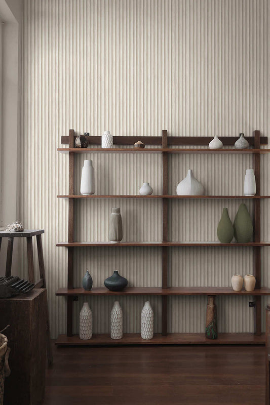 Teak - Wood Panel Wallpaper - Cream