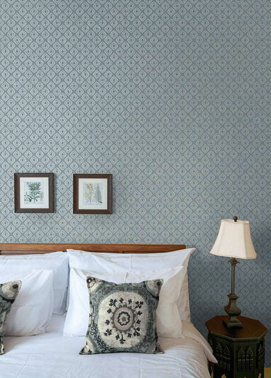 Sunstone - Soft Geometric Wallpaper - Blue
