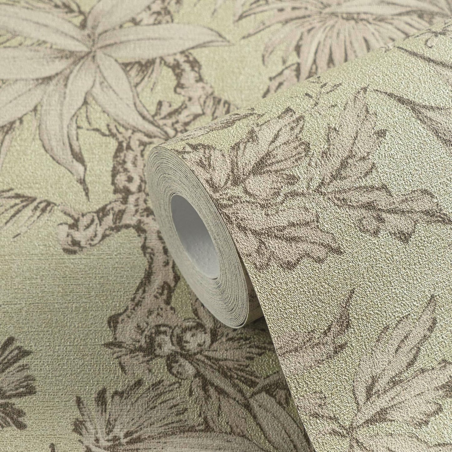 Sample - Sepia Memories - Jungle Wallpaper - Green Metallic