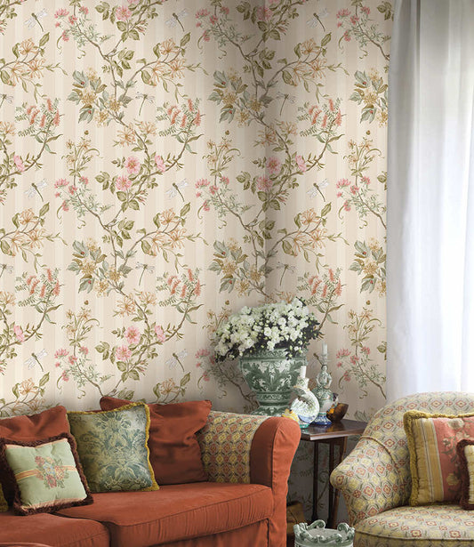 Camberley Wallpaper - Cream Coral