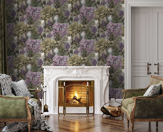 Pinecrest Mulberry Green - Wallpaper