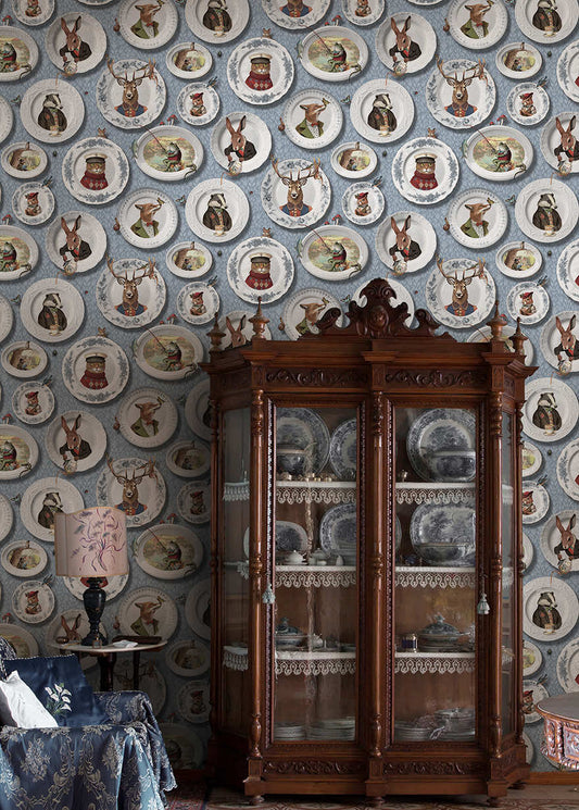 Tales of the Manor - Fun Animal Wallpaper - Blue