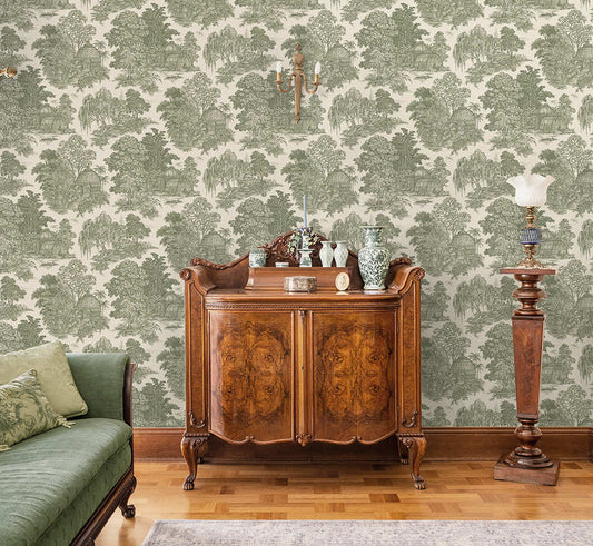 Blenheim Toile Wallpaper - Green
