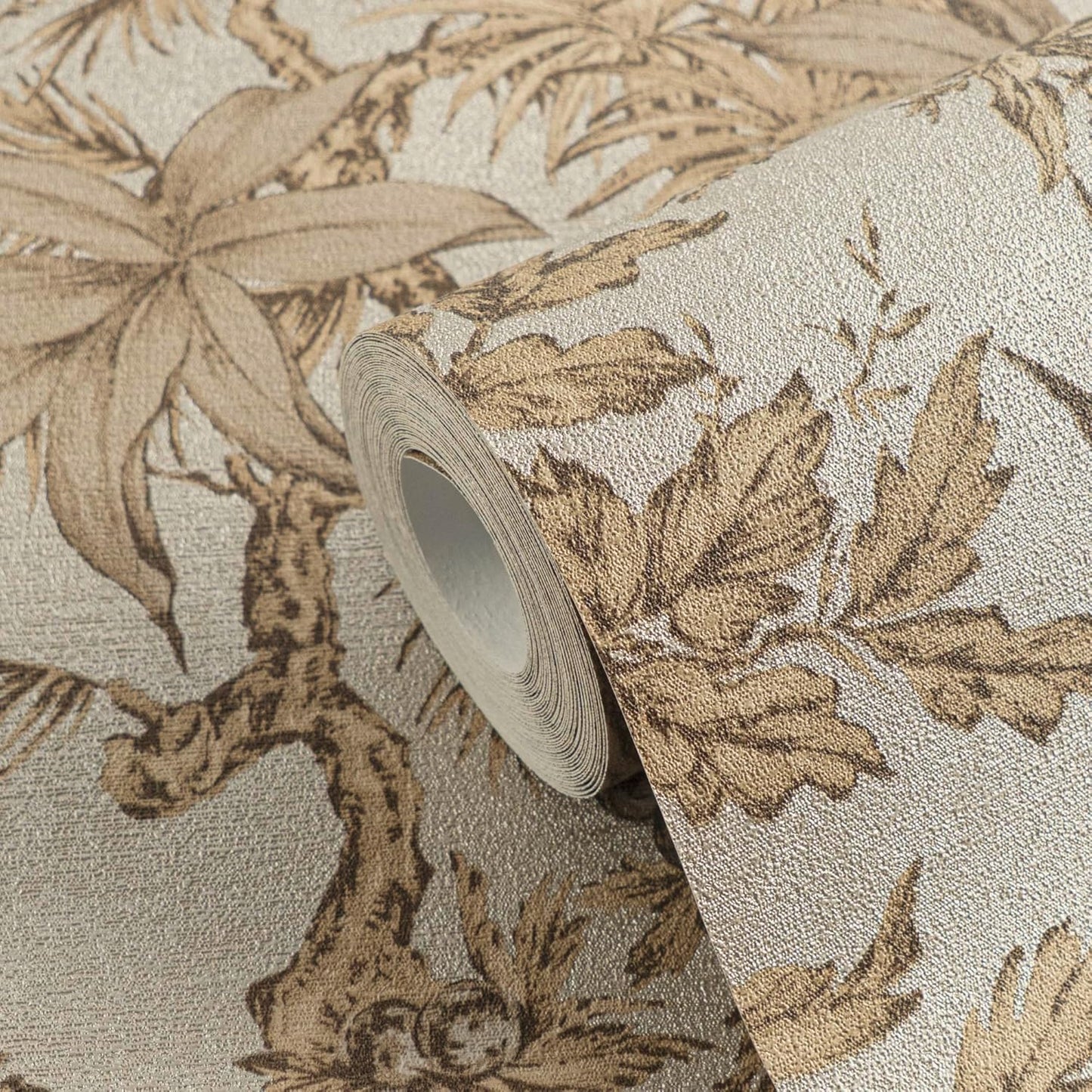 Sample - Sepia Memories - Jungle Wallpaper - Beige Metallic