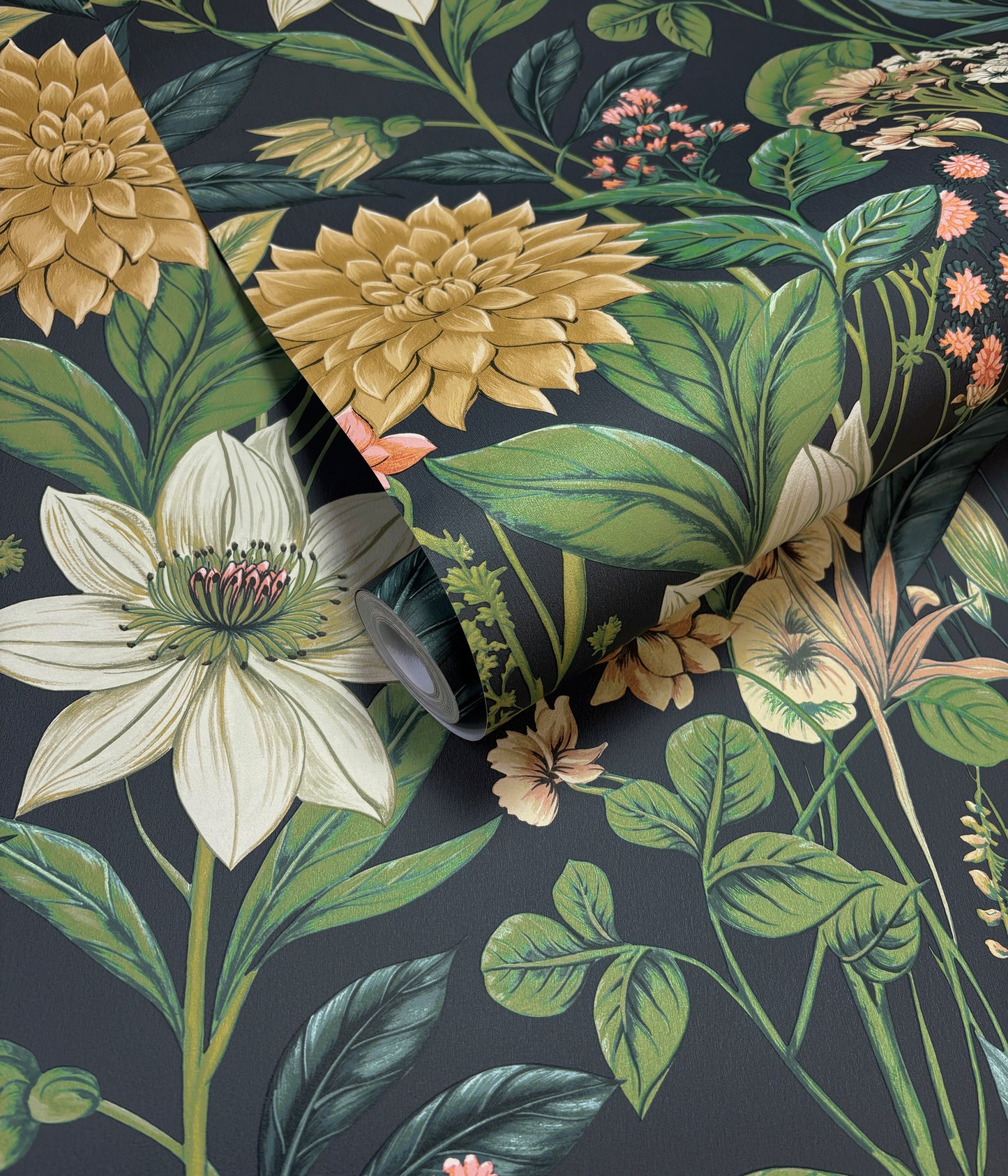 Sample - Clematis Wallpaper - Navy