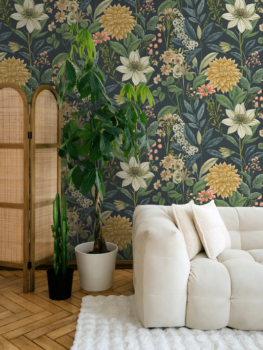 Clematis Wallpaper – Navy