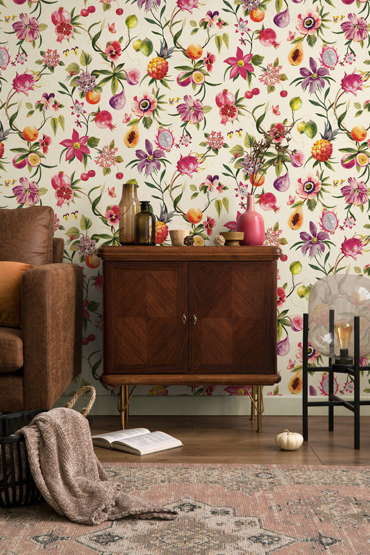 Tropica Wallpaper - Cream/Multi