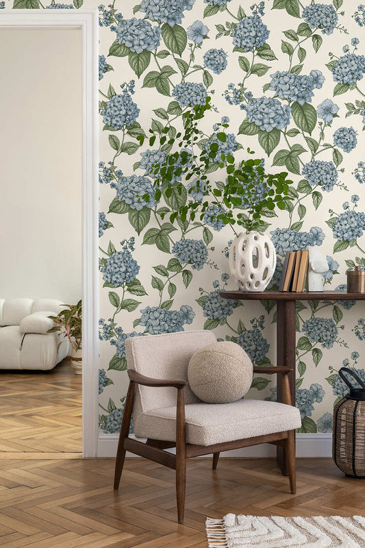 Hortensia - Hydrangea Wallpaper - Blue/Green