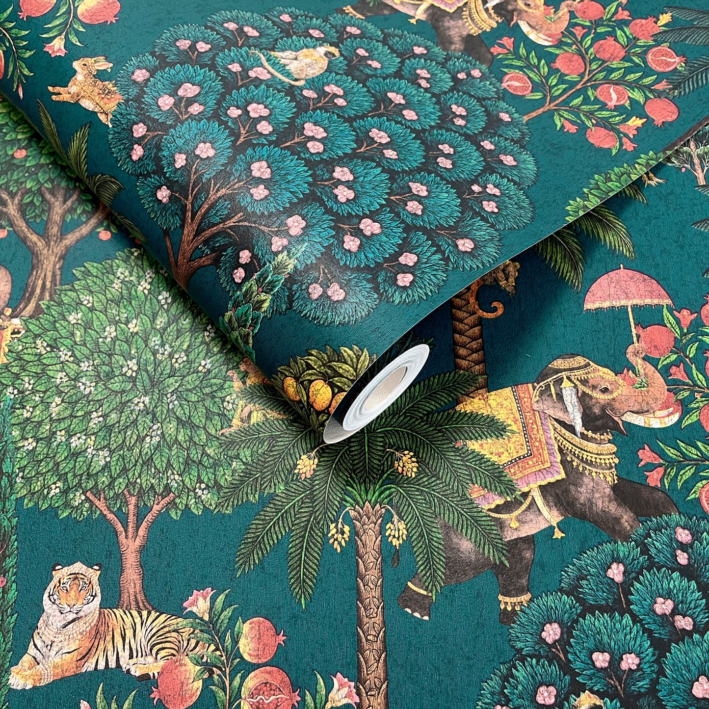 Sample – Bengal – Menagerie Wallpaper – Teal