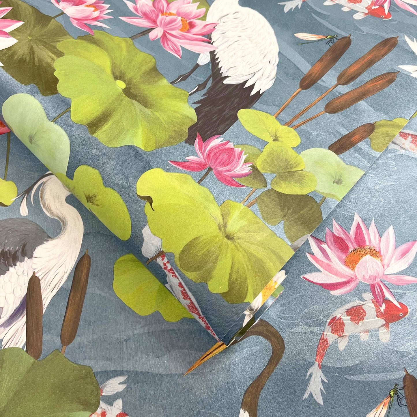 Sample – Hermine – Koi Pond Wallpaper – Sky Blue