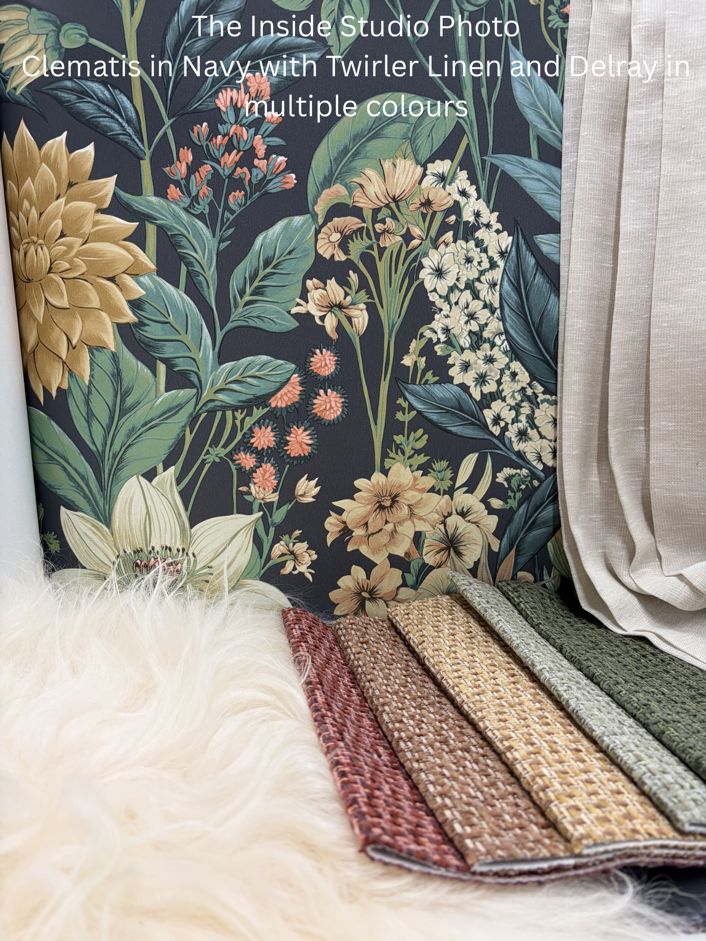 Clematis Wallpaper – Navy
