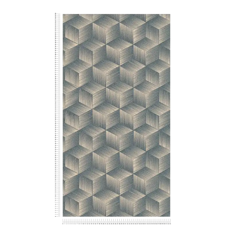 Modern Cubes - Geometric Wallpaper - Blue Beige