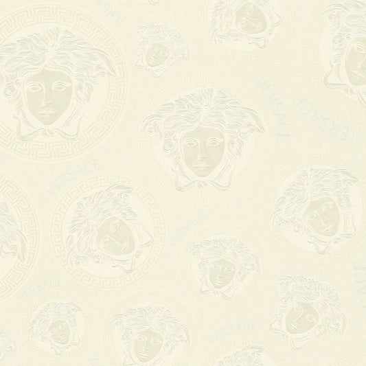 Medusa Plates Wallpaper (Versace 3 Collection) - Ivory White