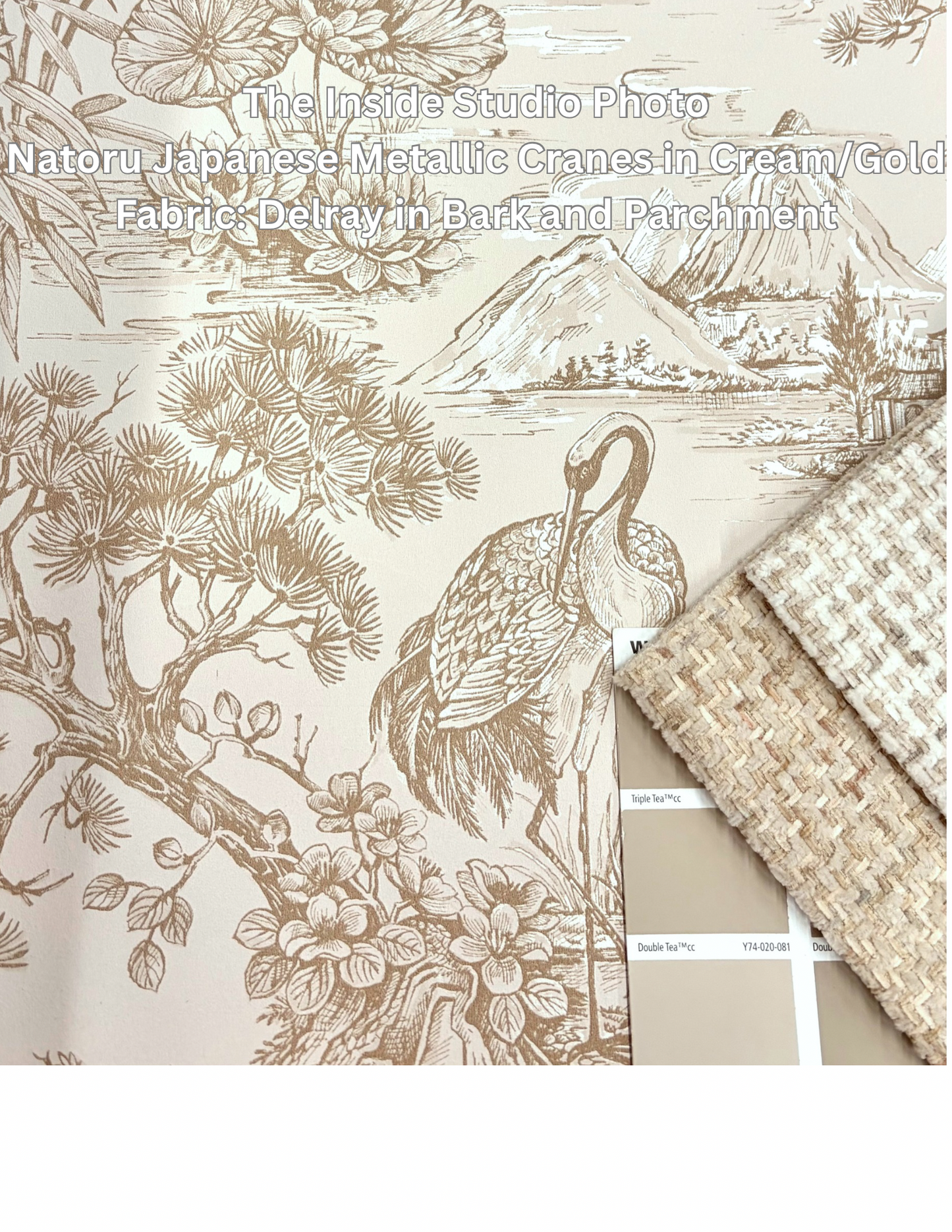 Natoru Japanese Metallic Cranes Wallpaper – Cream/Gold