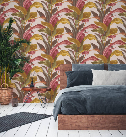 Banana Tropical Wallpaper - Red