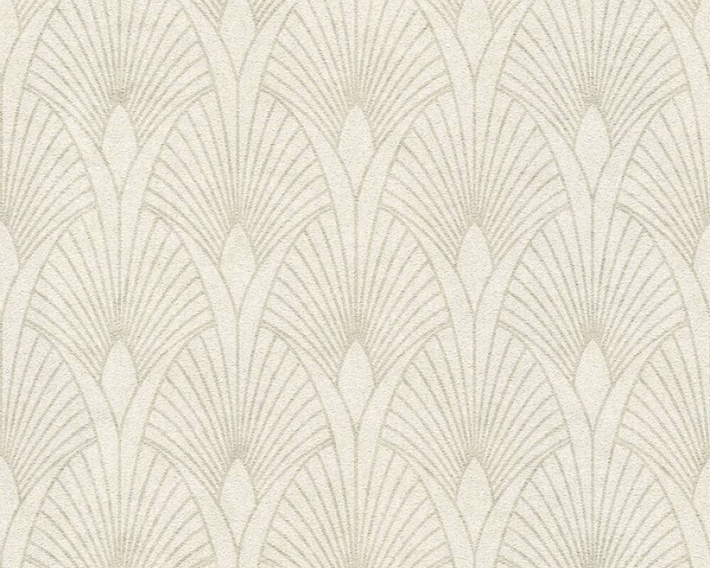 Art Deco Baroque Fans Wallpaper - Cream/Metallic -Last 2 Rolls