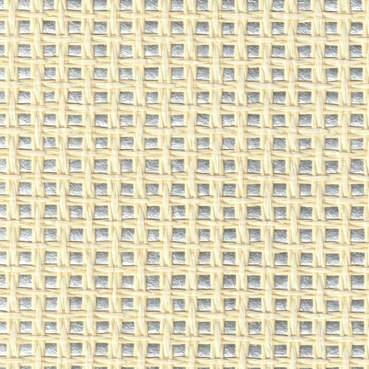 Basket Weave Grass cloth Wallpaper - Buff on Silver