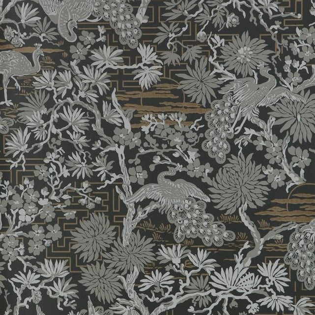 Sample - Asian Garden Wallpaper - Black