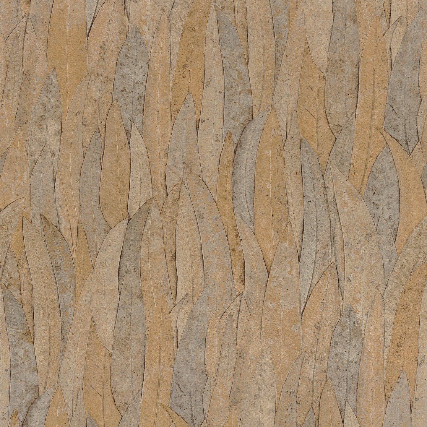 Sample - Neluwa Textured Leaves Wallpaper - Brown