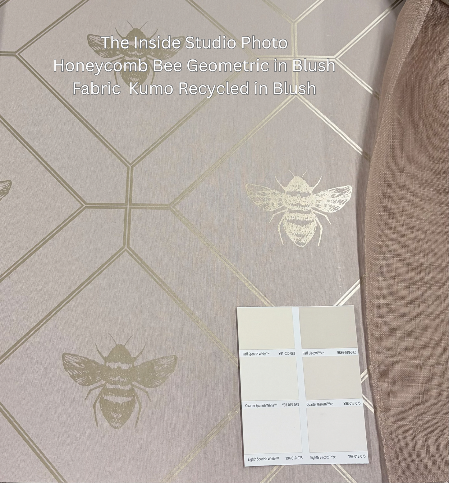 Honeycomb Bee Geometric Metallic Wallpaper – Blush – Last 29