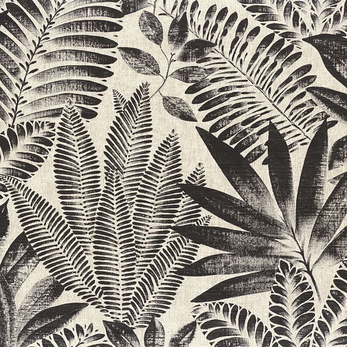 Sample - Aloes Karabane Wallpaper (Indent) - Black