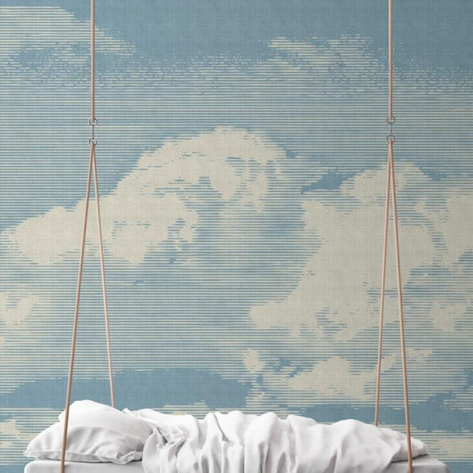 Cloudy Day - Blue - Custom Sized Wallpaper Mural (per m2)