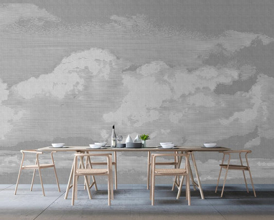 Cloudy Day - Grey - Custom Sized Wallpaper Mural (per m2)