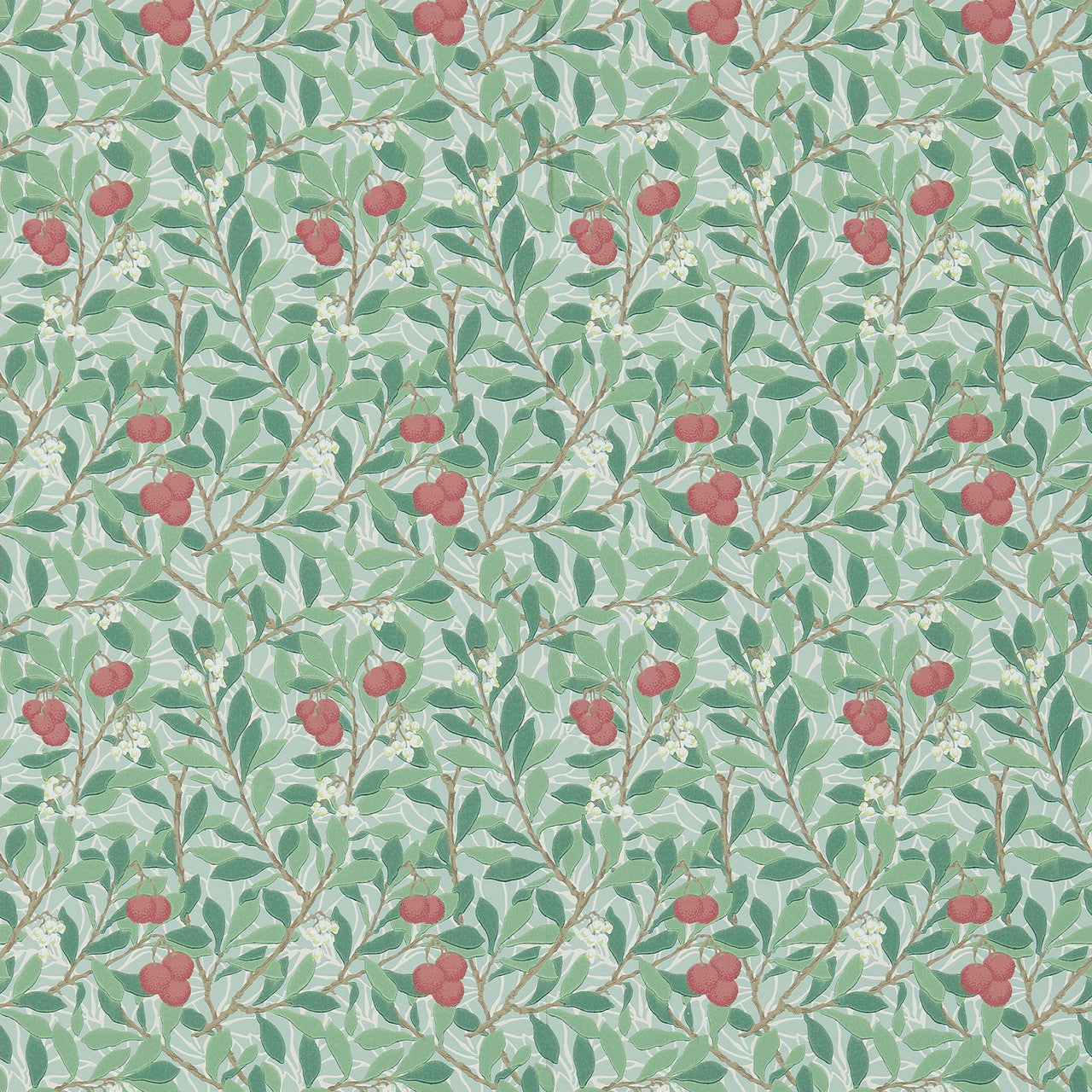 Sample - Arbutus by Morris Wallpaper - Thyme/Coral