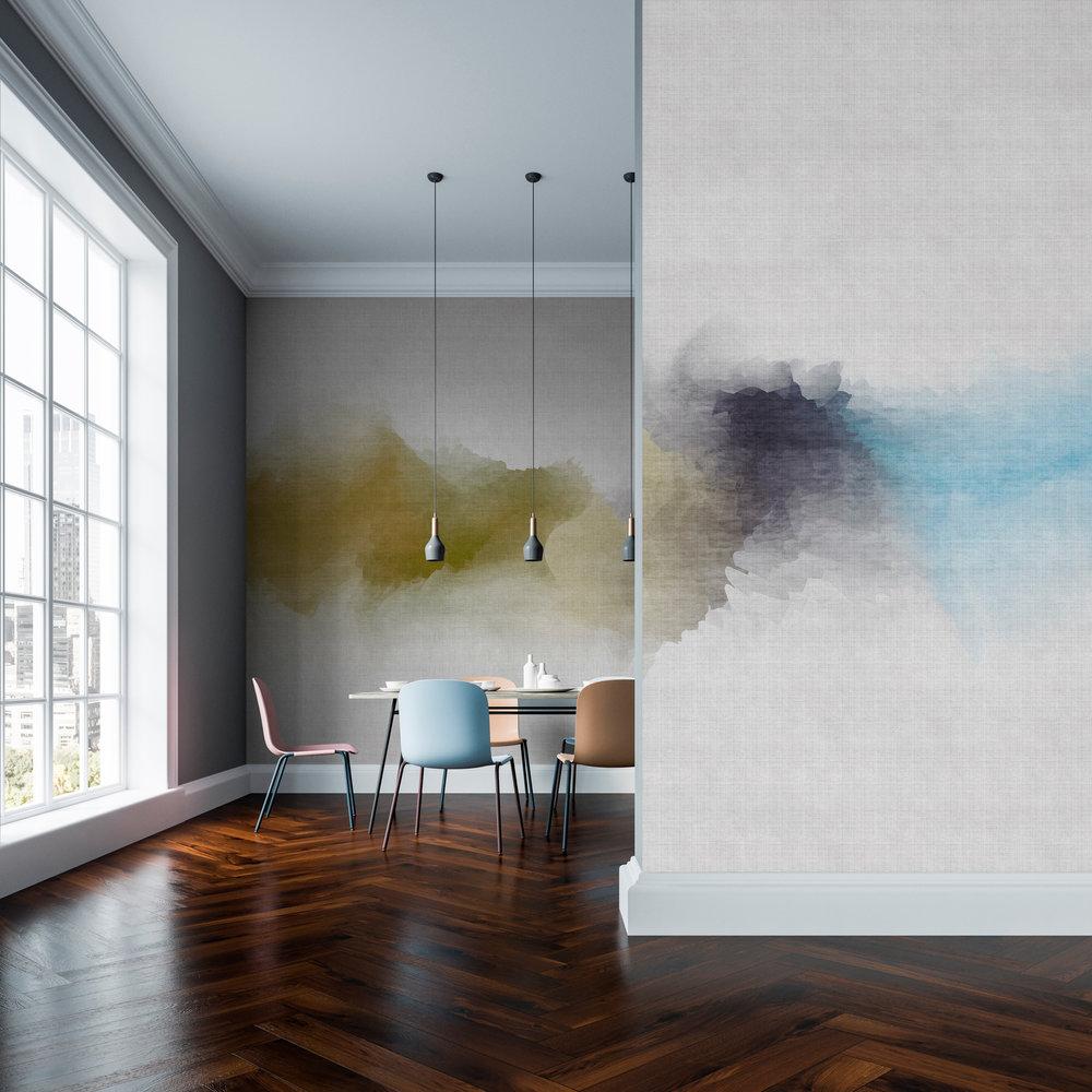 Daydream Cloud - Green/Blue - Custom Sized Wallpaper Mural (per m2)