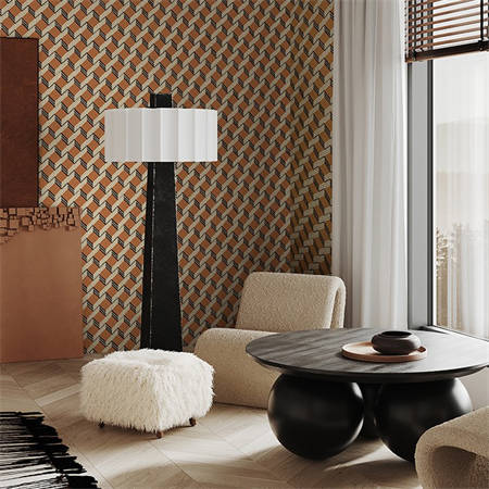 Ladder Geometric Wallpaper – Burnt Orange