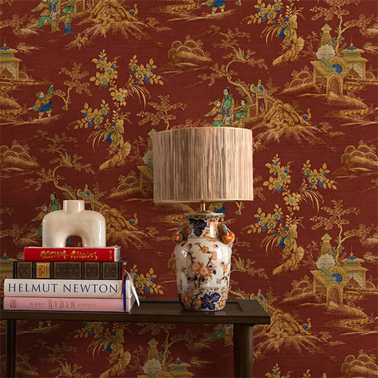 East Gardens Wallpaper - Red Orange