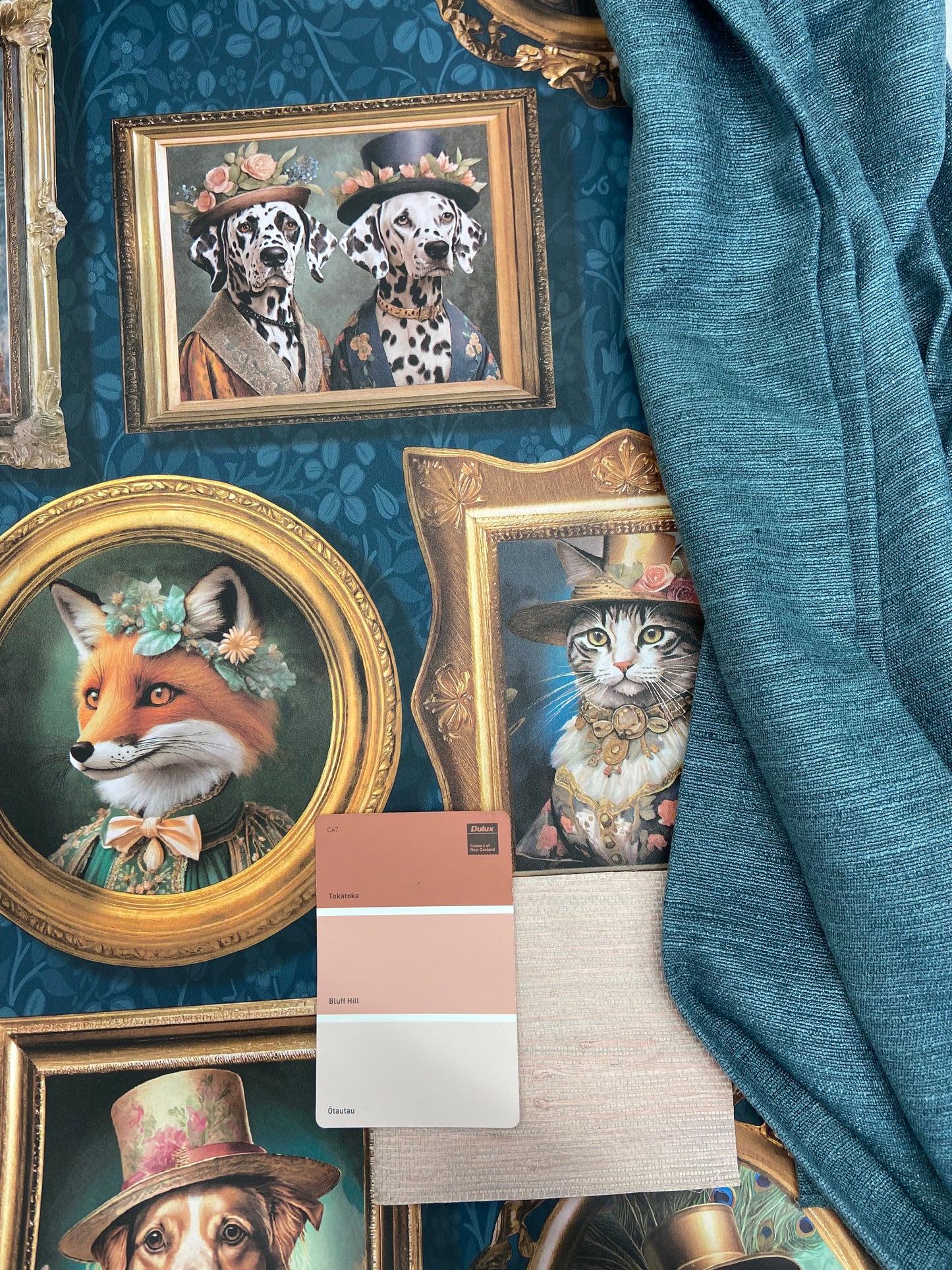 Regal Beasts - Whimsical Animal Wallpaper - Navy