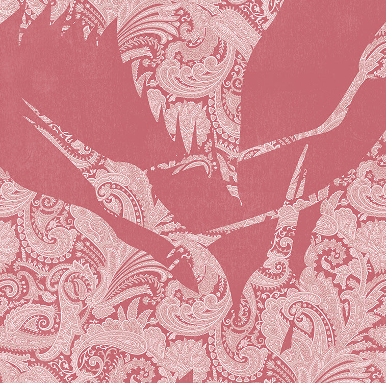 The Swoop Heron Hybrid Mural Wallpaper - Pink