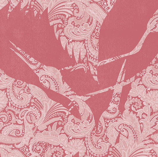 The Swoop Heron Hybrid Mural Wallpaper - Pink